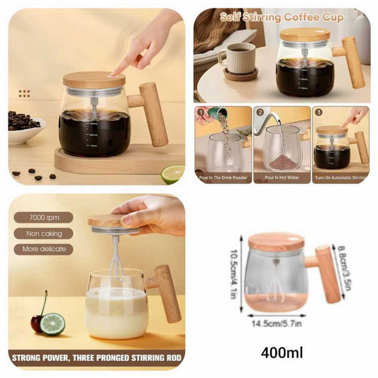 ⚡ Auto Rechargeable Self-Stirring Mug – 400ml USB Coffee & Tea Cup