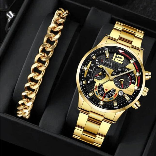 Fashion business Geneva calendar Watches wholesale personality Men's steel band watch